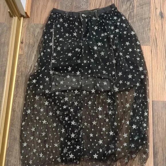 Storets denim skirt with glittery star tulle on top size M - Picture 1 of 4